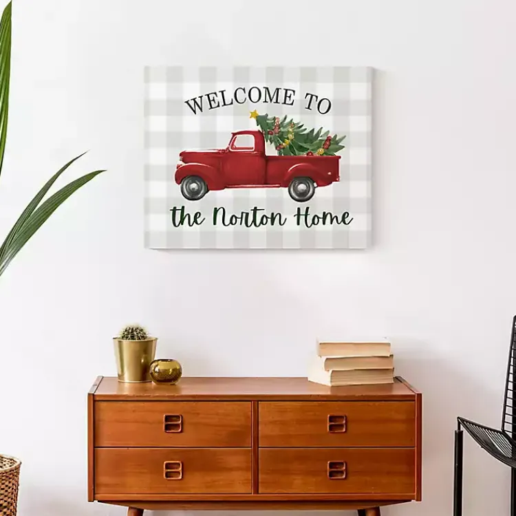 Christmas Art & Wall Decor>Kirklands Home Personalized Welcome Christmas Truck Canvas Plaque