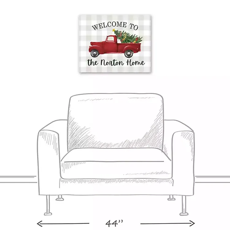 Christmas Art & Wall Decor>Kirklands Home Personalized Welcome Christmas Truck Canvas Plaque