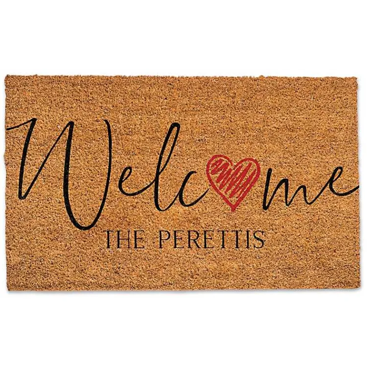 Kirklands Home Personalized Welcome Heart Coir Doormat Hot