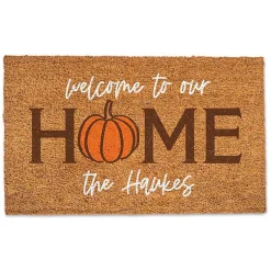 Fall>Kirklands Home Personalized Welcome to Our Home Pumpkin Doormat Brown