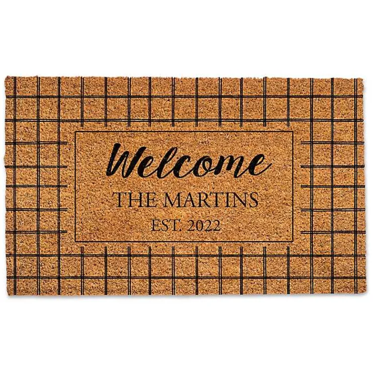 Kirklands Home Personalized Welcome Windowpane Coir Doormat New
