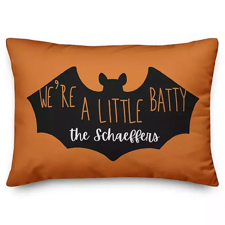 Halloween>Kirklands Home Personalized We're A Little Batty Outdoor Pillow