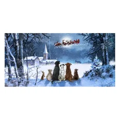 Christmas Art & Wall Decor>Kirklands Home Pets Watching Santa Canvas Art Print Blue