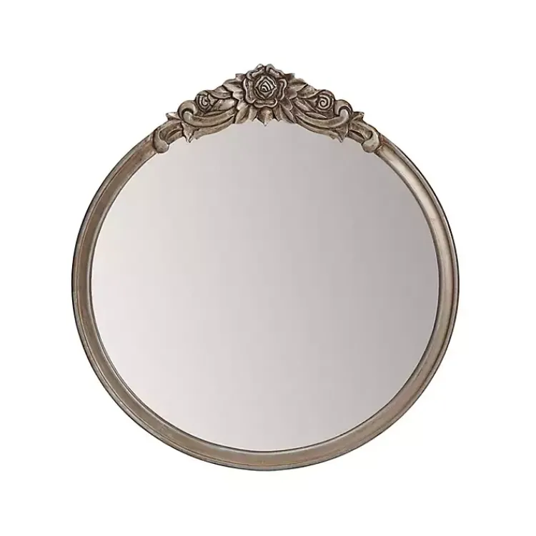 Kirklands Home Pewter Wood Carved Rosettes Wall Mirror Online