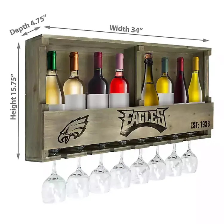 Kirklands Home Philadelphia Eagles Reclaimed Wood Bar Shelf Gray Sale