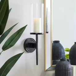 Sconces>Kirklands Home Pierre Polished Stem Sconce Black