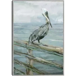 Kirklands Home Pierside Pelican Framed Canvas Art Print