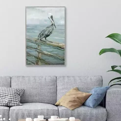 Kirklands Home Pierside Pelican Framed Canvas Art Print