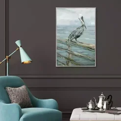 Kirklands Home Pierside Pelican Framed Canvas Art Print