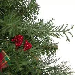 Christmas Wreaths>Kirklands Home Pine and Berries Ribbon Wreath Green
