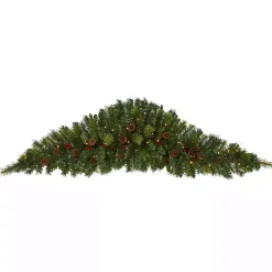 Christmas Wreaths>Kirklands Home Pine and Berry LED Swag Green