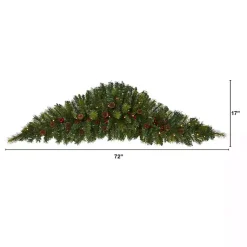 Christmas Wreaths>Kirklands Home Pine and Berry LED Swag Green