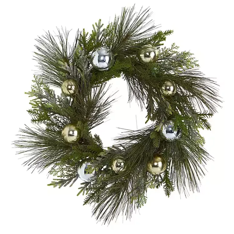 Christmas Wreaths>Kirklands Home Pine Mix and Ornament Wreath