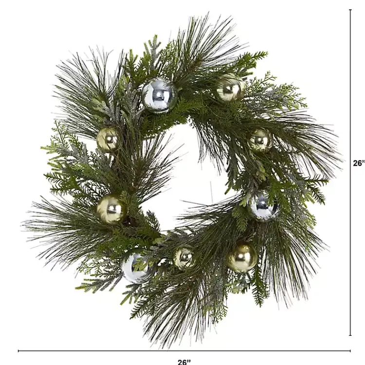 Christmas Wreaths>Kirklands Home Pine Mix and Ornament Wreath