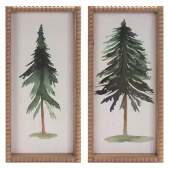 Christmas Art & Wall Decor>Kirklands Home Pine Trees Beaded Framed Art Prints, Set of 2