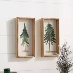 Christmas Art & Wall Decor>Kirklands Home Pine Trees Beaded Framed Art Prints, Set of 2
