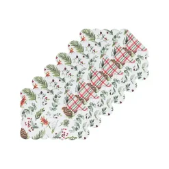 Christmas Dining & Entertaining>Kirklands Home Pinecone and Plaid Reversible Placemats, Set of 6