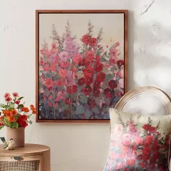 Kirklands Home Pink & Red Hollyhock Framed Canvas Art Print Online