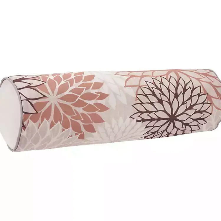 Kirklands Home and Beige Floral Outdoor Bolster Pillow Pink Best