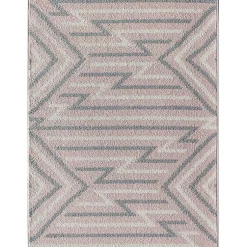 Kirklands Home Pink and Gray Zigzag Area Rug, 8x10 Sale