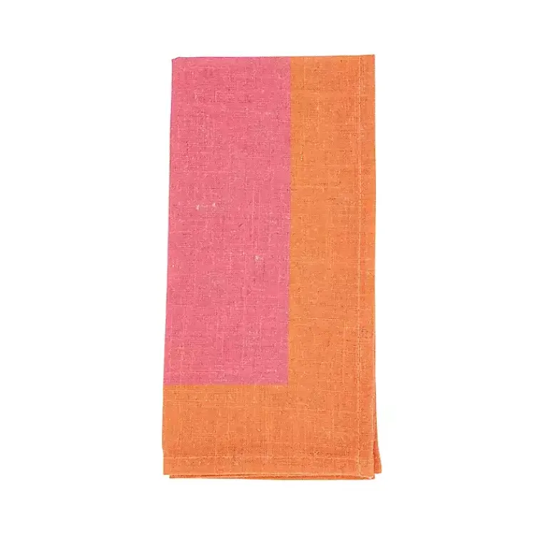 Kirklands Home Pink and Orange Colorblock Napkins, Set of 4 Online