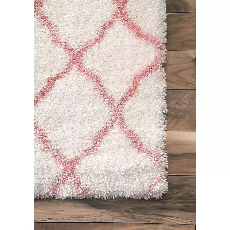 Kirklands Home Pink and White Iliza Trellis Area Rug, 5x8