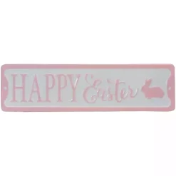 Easter Decorations>Kirklands Home Pink and White Metal Happy Easter Wall Plaque