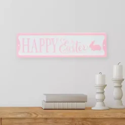 Easter Decorations>Kirklands Home Pink and White Metal Happy Easter Wall Plaque