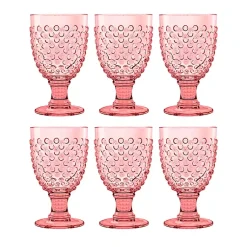 Kirklands Home Beaded Acrylic Goblet Wine Glasses, Set of 6 Pink Best