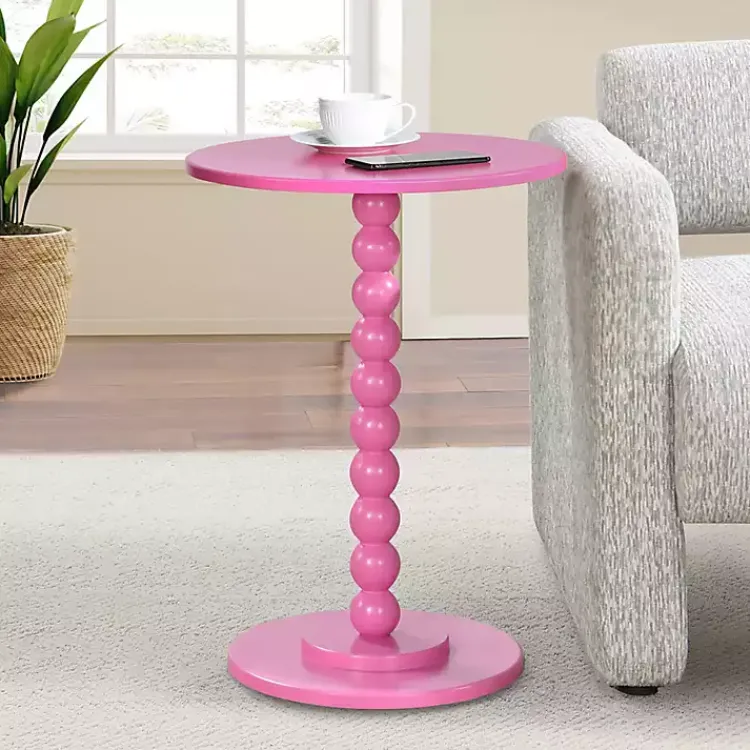 Kirklands Home Beaded Spindle Accent Table Pink Discount