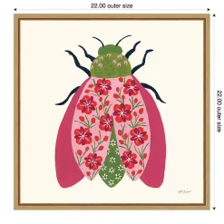 Kirklands Home Pink Beetle Framed Canvas Art Print Outlet
