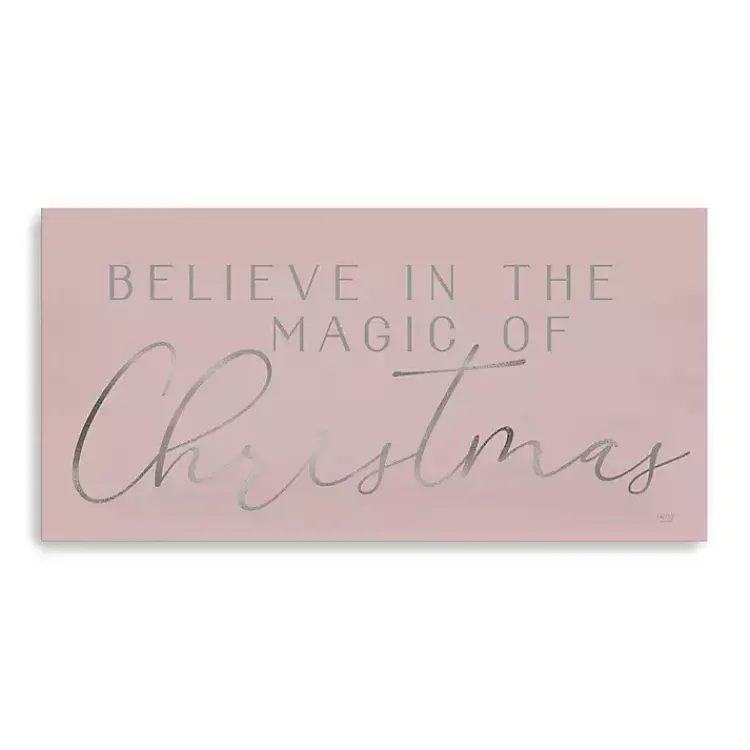 Christmas Art & Wall Decor>Kirklands Home Believe in Magic Christmas Canvas Art Print Pink