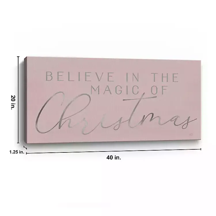 Christmas Art & Wall Decor>Kirklands Home Believe in Magic Christmas Canvas Art Print Pink