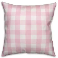 Kirklands Home Pink Buffalo Check Flamingo Outdoor Pillow New
