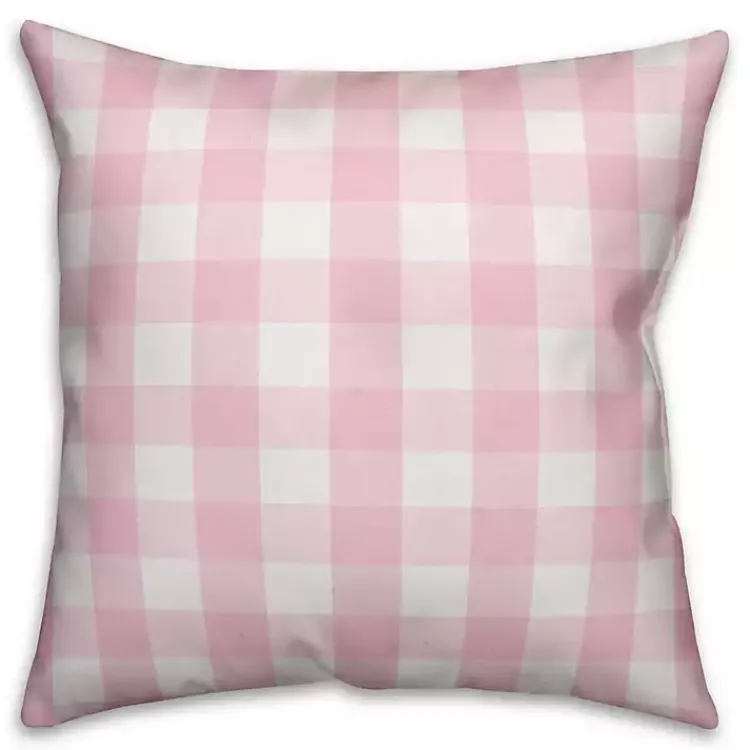 Kirklands Home Pink Buffalo Check Flamingo Outdoor Pillow New