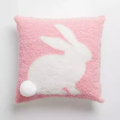 Easter Decorations>Kirklands Home Pink Bunny Hooked Pillow