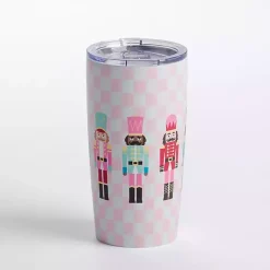 Kirklands Home Pink Checkered Nutcracker Christmas Tumbler Sale