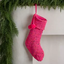 Christmas Stockings & Stocking Holders>Kirklands Home Confetti Knit Christmas Stocking Pink