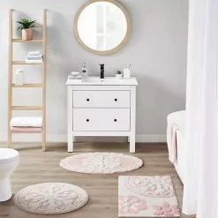 Kirklands Home Cotton Tufted Medallion Bath Mat, 30 in. Pink Hot