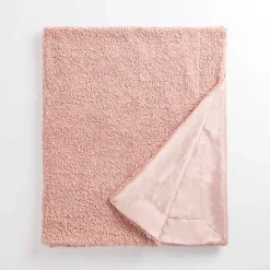 Blankets & Throws>Kirklands Home Curly Faux Lamb Fur Throw Pink