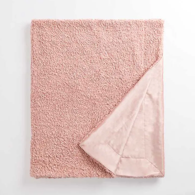 Blankets & Throws>Kirklands Home Curly Faux Lamb Fur Throw Pink