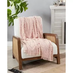 Blankets & Throws>Kirklands Home Diamond Pattern Throw Blanket Pink