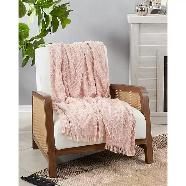 Blankets & Throws>Kirklands Home Diamond Pattern Throw Blanket Pink