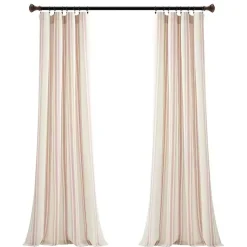 Kirklands Home Farmhouse Stripe Curtain Panel Set, 84 in. Pink