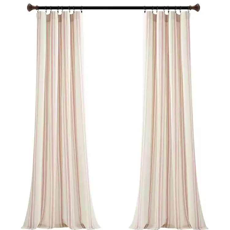 Kirklands Home Farmhouse Stripe Curtain Panel Set, 84 in. Pink