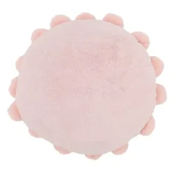 Pillows>Kirklands Home Faux Fur Round Pom Pom Throw Pillow Pink
