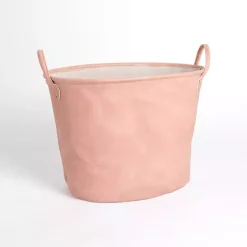 Baskets & Boxes>Kirklands Home Faux Leather Storage Bin Pink