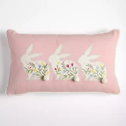 Easter Decorations>Kirklands Home Pink Floral Bunny Trio Lumbar Pillow