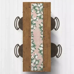 Easter Decorations>Kirklands Home Pink Floral Print Cotton Twill Table Runner