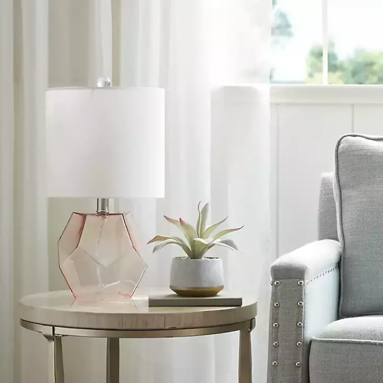 Kirklands Home Pink Glass Stella Table Lamp White Hot